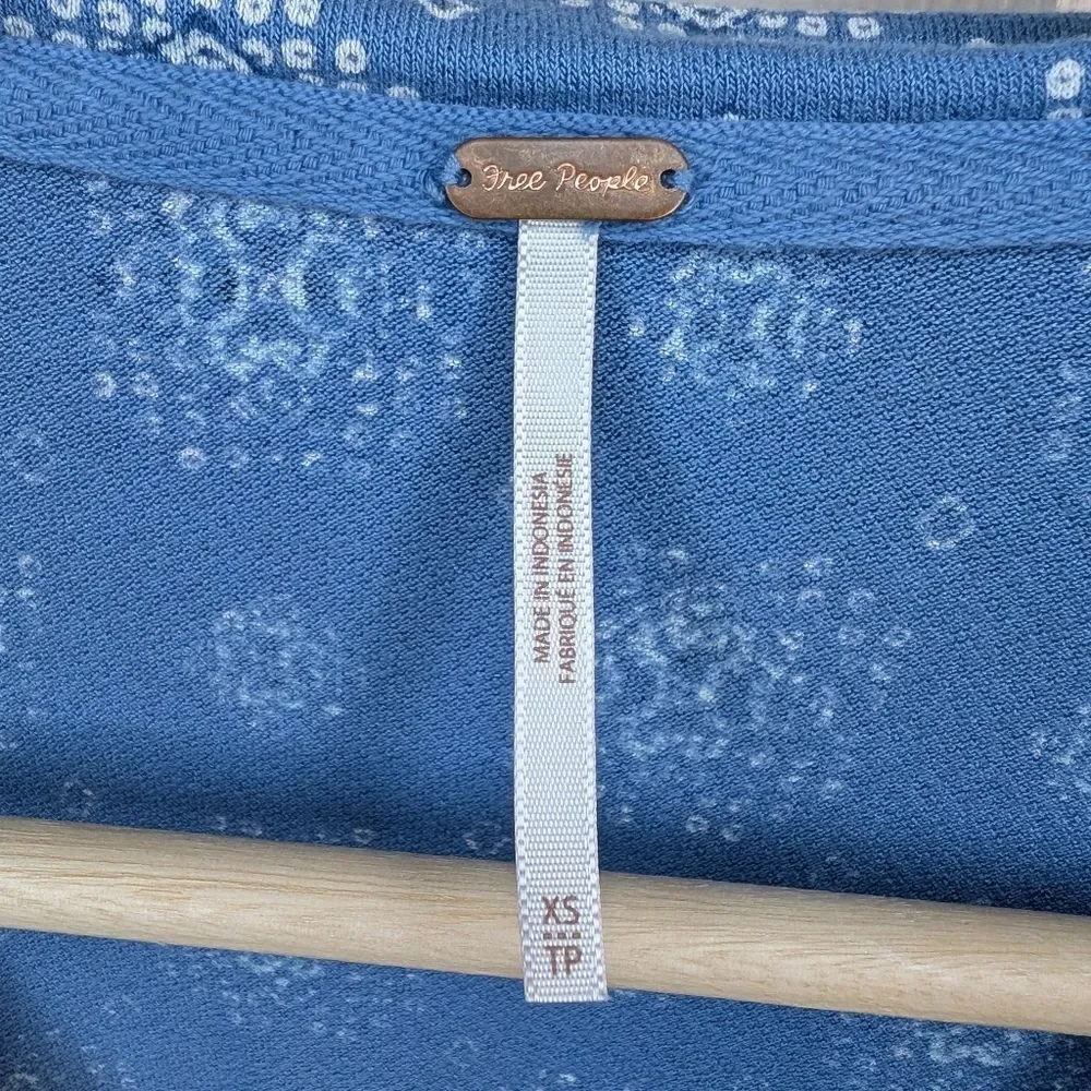 Free People Sydney Long Sleeve Top Blue XS